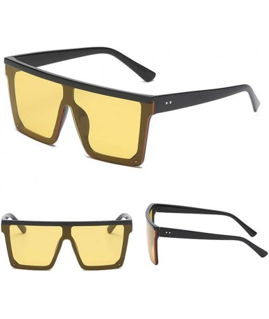 Square Women Men Sunglasses Square Oversized Flat Top Fashion Shades Sun Glasses Vintage (D) - D - CT19035KAZ2 $17.70