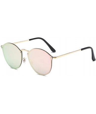 Round 2019 Luxury Round Sunglasses Women Brand Designer CatEye Retro Rimless Sunglass Mirror Sun Glasses - Pink - C818R5ULR6Q...