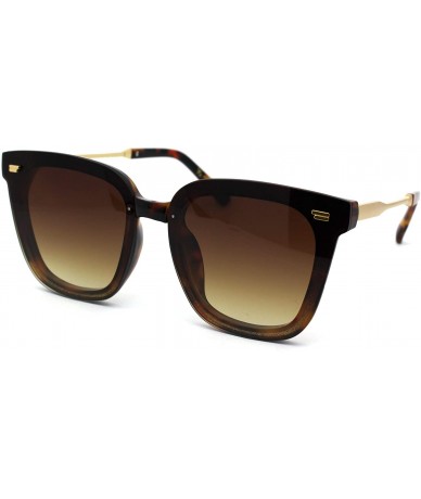 Rectangular Womens Panel Lens Boyfriend Horn Rim Chic Sunglasses - Tortoise Brown - C418WOUUR0R $23.36