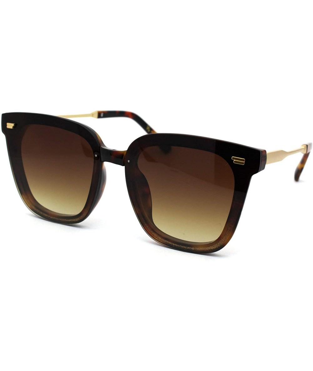 Rectangular Womens Panel Lens Boyfriend Horn Rim Chic Sunglasses - Tortoise Brown - C418WOUUR0R $23.36