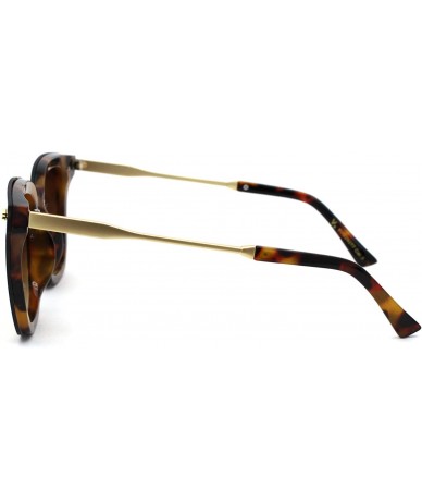 Rectangular Womens Panel Lens Boyfriend Horn Rim Chic Sunglasses - Tortoise Brown - C418WOUUR0R $23.36