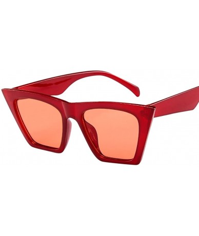 Cat Eye Fashion Women Ladies Oversized Sunglasses Vintage Retro Cat Eye Sun Glasses - Red - C5190OH8A0S $16.47