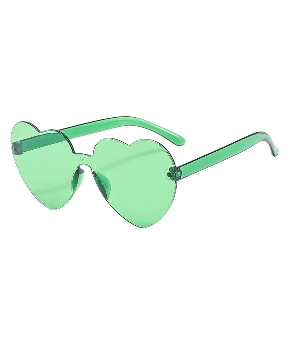 Rimless Sunglasses Transparent Frameless Valentine - Green - CG199KZE504 $16.64