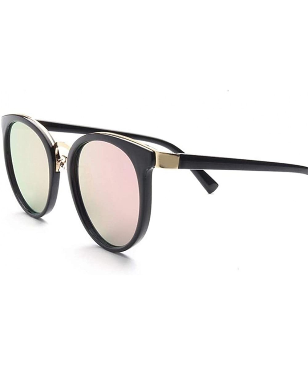 Cat Eye Coating Cat Eye Sunglasses for Women Round Sunglasses Female Cateye Glasses - Black Pink - CW199CEIEZZ $21.14