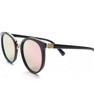 Cat Eye Coating Cat Eye Sunglasses for Women Round Sunglasses Female Cateye Glasses - Black Pink - CW199CEIEZZ $21.14