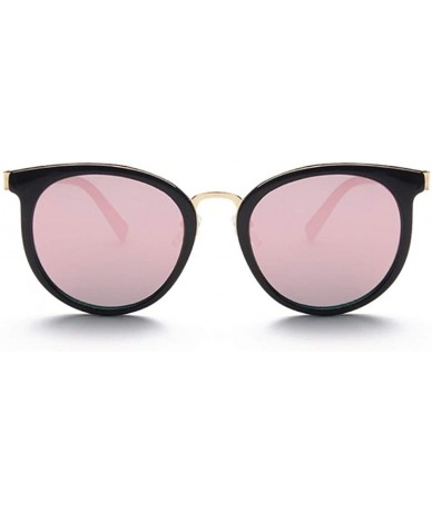 Cat Eye Coating Cat Eye Sunglasses for Women Round Sunglasses Female Cateye Glasses - Black Pink - CW199CEIEZZ $21.14