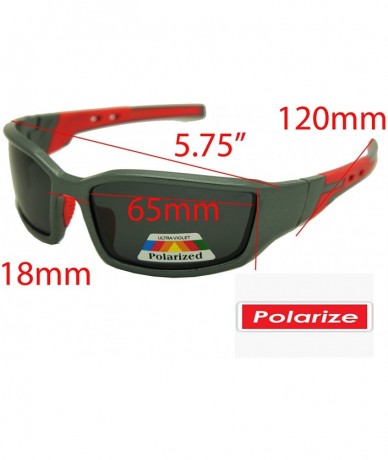 Rectangular Double Injection Sunglasses SPORTS - 2761 Polarized Shiny Gunmetal Red - CF12HTUI2TL $43.51