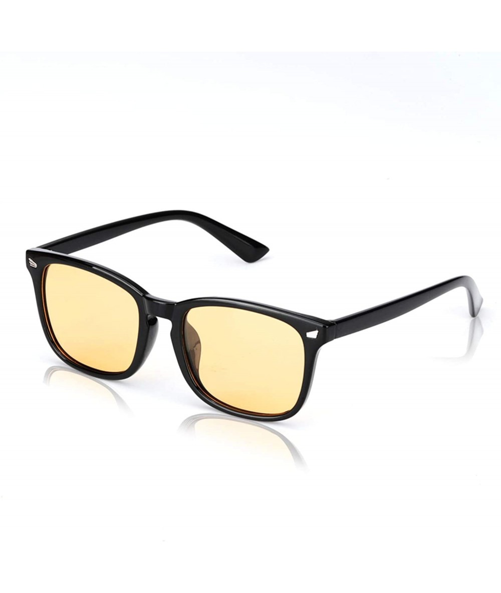 Square Glasses Driving Polarized Lens Rainy Indoors - Black Pc Frame/Polarized Yellow Lens - CU18AOHH2HX $21.53