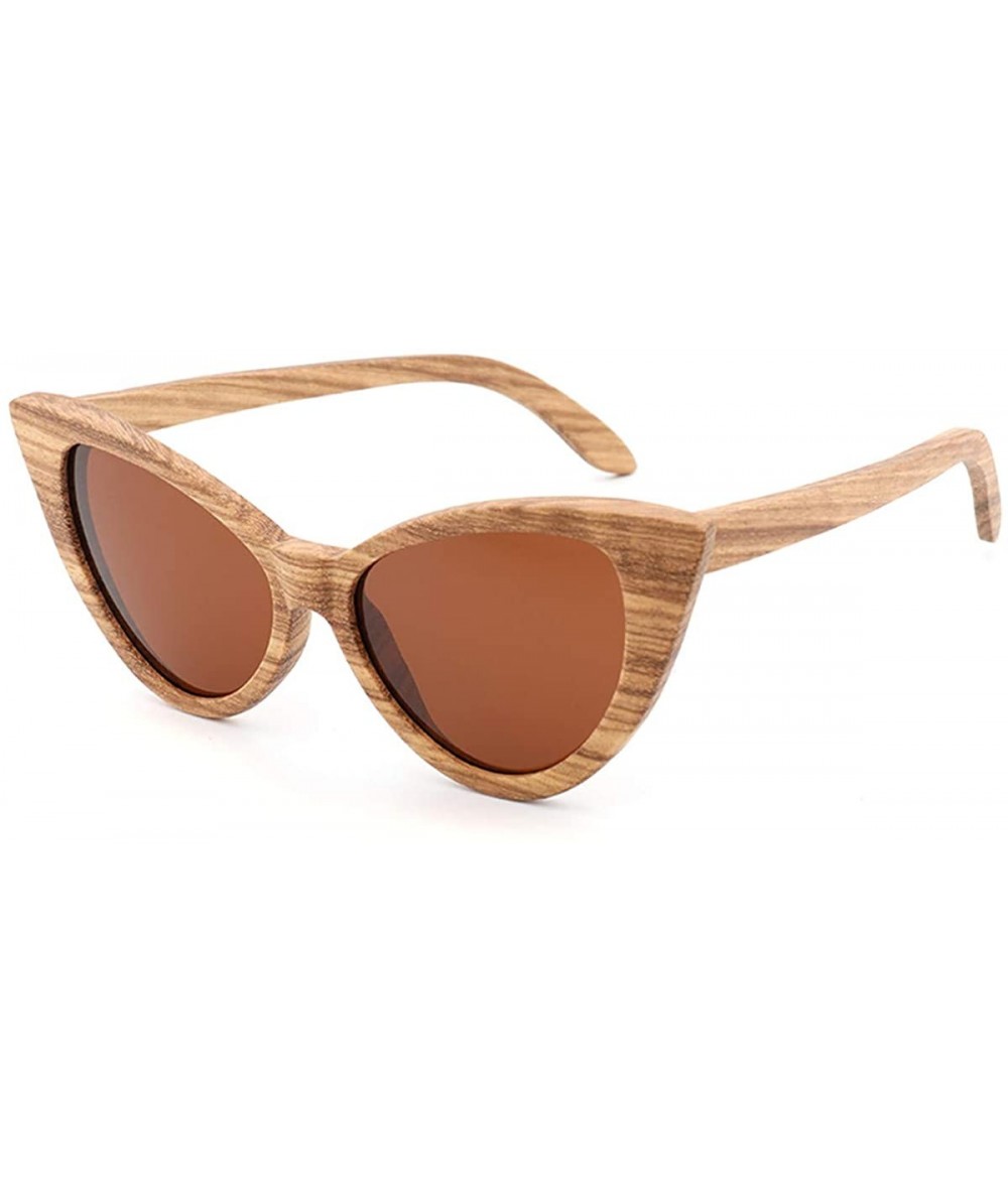 Oversized Sunglasses Solid Handmade Bamboo Wood Sunglasses For Men & Women with Polarized Lenses CH3034 - Tea - CQ18XAYZYTA $...