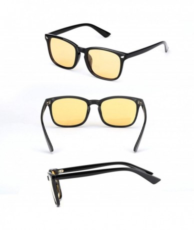 Square Glasses Driving Polarized Lens Rainy Indoors - Black Pc Frame/Polarized Yellow Lens - CU18AOHH2HX $21.53