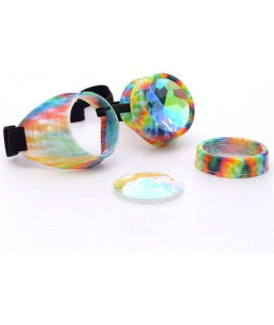 Goggle Rainbow Prism Kaleidoscope Glasses-Steampunk Goggles Cosplay Rave Goggles - Colorful - CR18SQZTITK $21.11