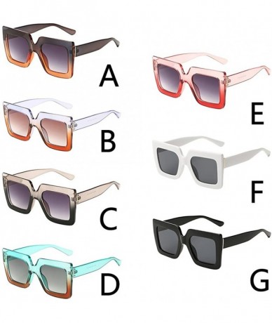 Rectangular Unisex Vintage Big Frame Square Shape Sunglasses Eyewear Retro - A - CM18Q54YXKG $17.90