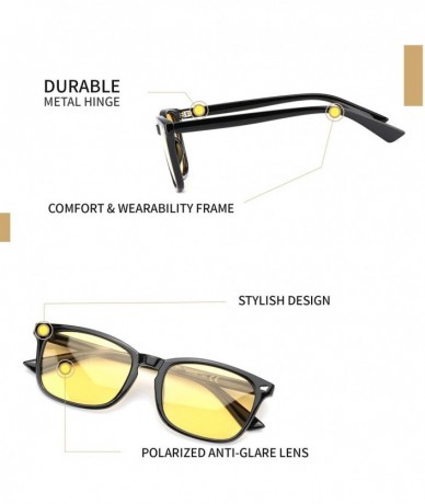 Square Glasses Driving Polarized Lens Rainy Indoors - Black Pc Frame/Polarized Yellow Lens - CU18AOHH2HX $21.53