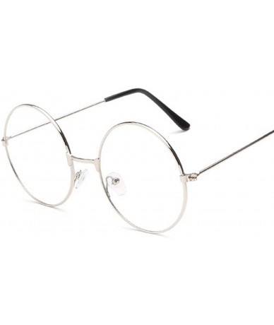 Rimless Fashion Vintage Retro Metal Frame Clear Lens Glasses Nerd Geek Eyewear Eyeglasses Oversized Round Circle Eye - C7198A...