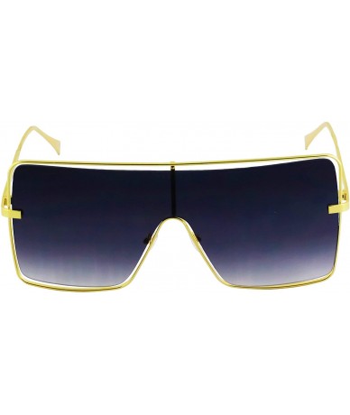 Rimless Oversized Flat Top Square VINTAGE RETRO SHIELD VISOR Style Aviator SUNGLASSES - Black/Gold Smoke - CF195M264WH $21.86