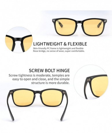 Square Glasses Driving Polarized Lens Rainy Indoors - Black Pc Frame/Polarized Yellow Lens - CU18AOHH2HX $21.53