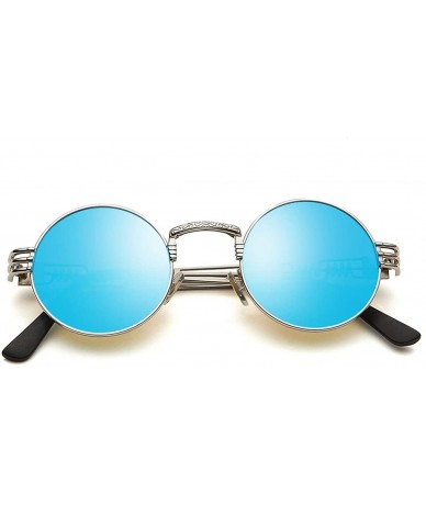 Semi-rimless Polarized Lennon Round Sunglasses Women Men Circle Hippie Sun Glasses - Blue Fashion - C617YOXAHIA $24.77