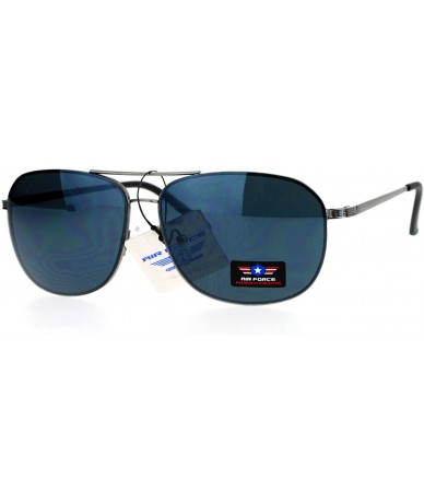 Aviator Air Force Sunglasses Rounded Square Aviators Mens Fashion UV 400 - Gunmetal (Black) - CZ187NM0835 $19.40