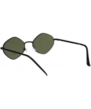 Oval Retro Hippie Diamond Reflective Color Mirror Lens Metal Rim Sunglasses - Black Orange Mirror - CX18QW8CD3R $18.48