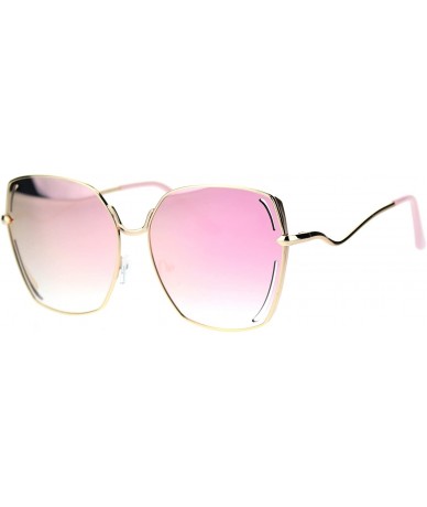 Butterfly Womens Chic Diva Retro Rectangular Butterfly Designer Sunglasses - Gold Pink Mirror - C218T2ZISXZ $26.44