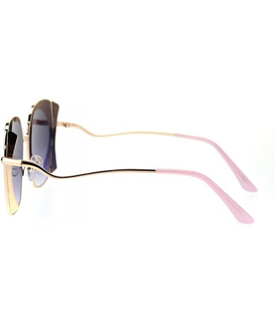 Butterfly Womens Chic Diva Retro Rectangular Butterfly Designer Sunglasses - Gold Pink Mirror - C218T2ZISXZ $26.44