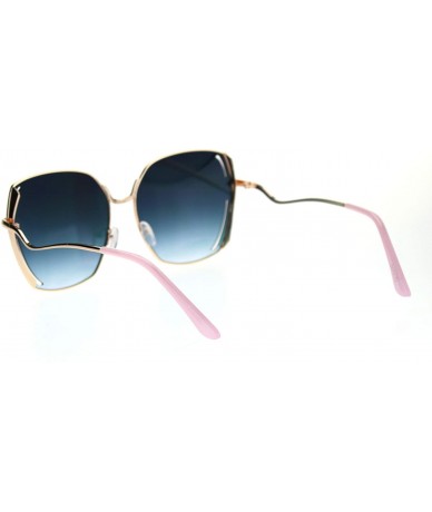 Butterfly Womens Chic Diva Retro Rectangular Butterfly Designer Sunglasses - Gold Pink Mirror - C218T2ZISXZ $26.44