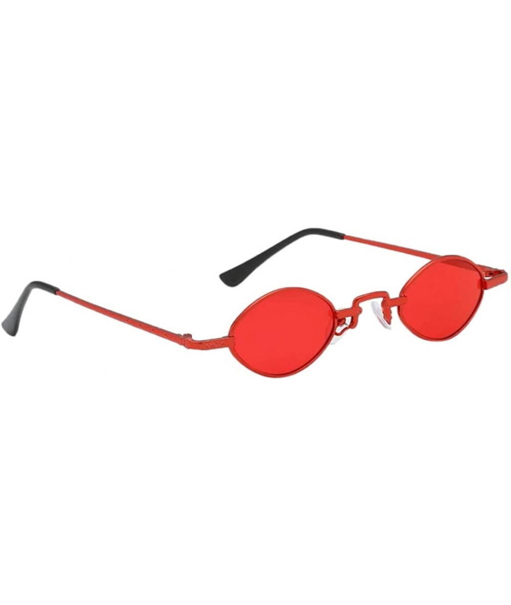 Oval VINTAGE SMALL OVAL FRAME SUNGLASSES WOMEN'S RETRO FASHION SHADE - Red - C9195H970I7 $25.44