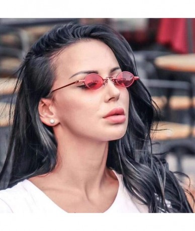 Oval VINTAGE SMALL OVAL FRAME SUNGLASSES WOMEN'S RETRO FASHION SHADE - Red - C9195H970I7 $25.44