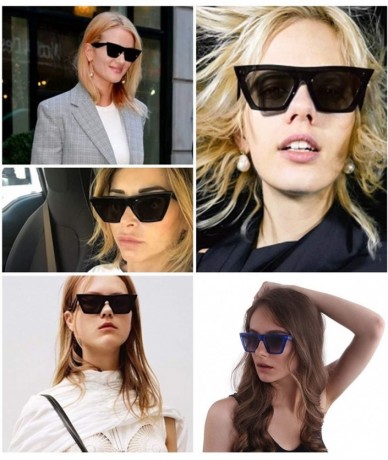 Oversized Vintage Square Cat Eye Sunglasses Women Fashion Small Cateye Sunglasses B2473 - Black - C618O6LSQ9I $25.34