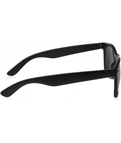 Round Matte Black Horn Rimmed Sunglasses - Classic - Black / Violet - C312ECUDWVJ $20.08