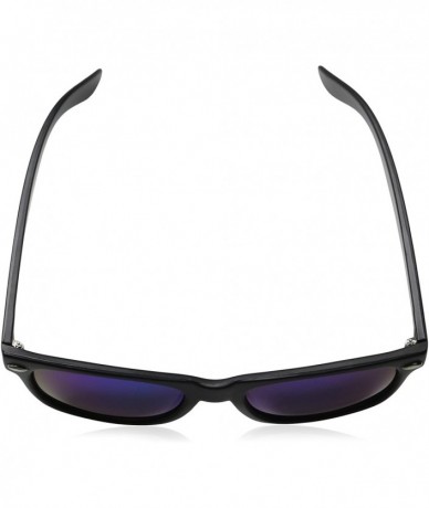 Round Matte Black Horn Rimmed Sunglasses - Classic - Black / Violet - C312ECUDWVJ $20.08