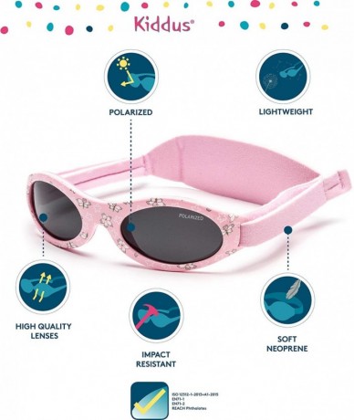 Shield PREMIUM Sunglasses Baby 0-2 year Polarized UV Protection Adjustable Band - 02 Pink Soft Ki30307 - CL180UOAU4X $40.36