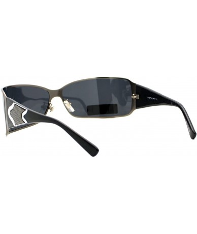 Shield Mens Polarized Lens Sunglasses Shield Rectangular Curve Frame Gunmetal - C112CGQ0B65 $23.53