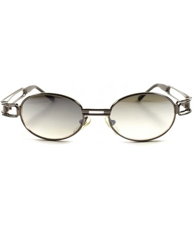 Oval Classic Old School Vintage Retro Mens Womens Gunmetal Oval Round Sunglasses - CJ1802O3C9G $22.18