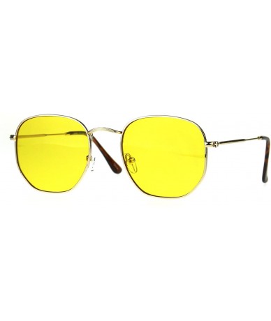 Square Vintage Fashion Sunglasses Thin Metal Hexagon Shape Frame Color Lens UV 400 - Gold (Yellow) - CD188OL2KYW $20.22