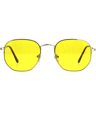 Square Vintage Fashion Sunglasses Thin Metal Hexagon Shape Frame Color Lens UV 400 - Gold (Yellow) - CD188OL2KYW $20.22