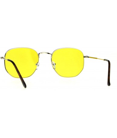 Square Vintage Fashion Sunglasses Thin Metal Hexagon Shape Frame Color Lens UV 400 - Gold (Yellow) - CD188OL2KYW $20.22