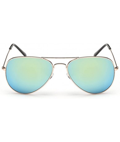 Round Mens Polarized Full Mirrored Aviator Sunglasses - Golden2 - CV18235L0RG $17.76