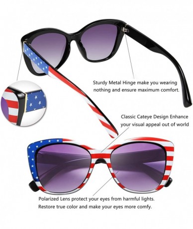 Oval Polarized Vintage Sunglasses American Square Jackie O Cat Eye Sunglasses B2451 - Usa American Flag - CV18TIHX54A $26.61