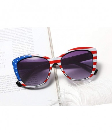 Oval Polarized Vintage Sunglasses American Square Jackie O Cat Eye Sunglasses B2451 - Usa American Flag - CV18TIHX54A $26.61