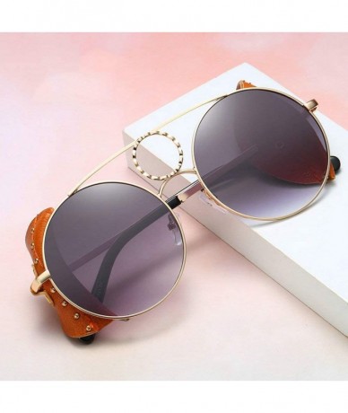 Goggle 2020 Fashion punk Sunglasses Brand Design Round Shades Women Vintage Mens Goggle UV400 - Gold&grey - CW192AAQLRO $26.15