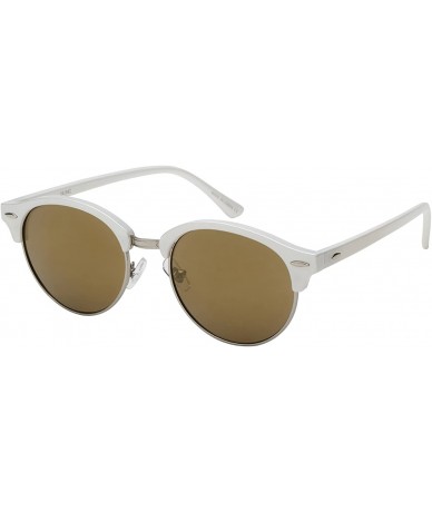 Rimless Vintage Inspired Half Frame Sunnies w/Horned Rims 541042TT-REV - Pearl White - CL12LWVNVMB $19.10