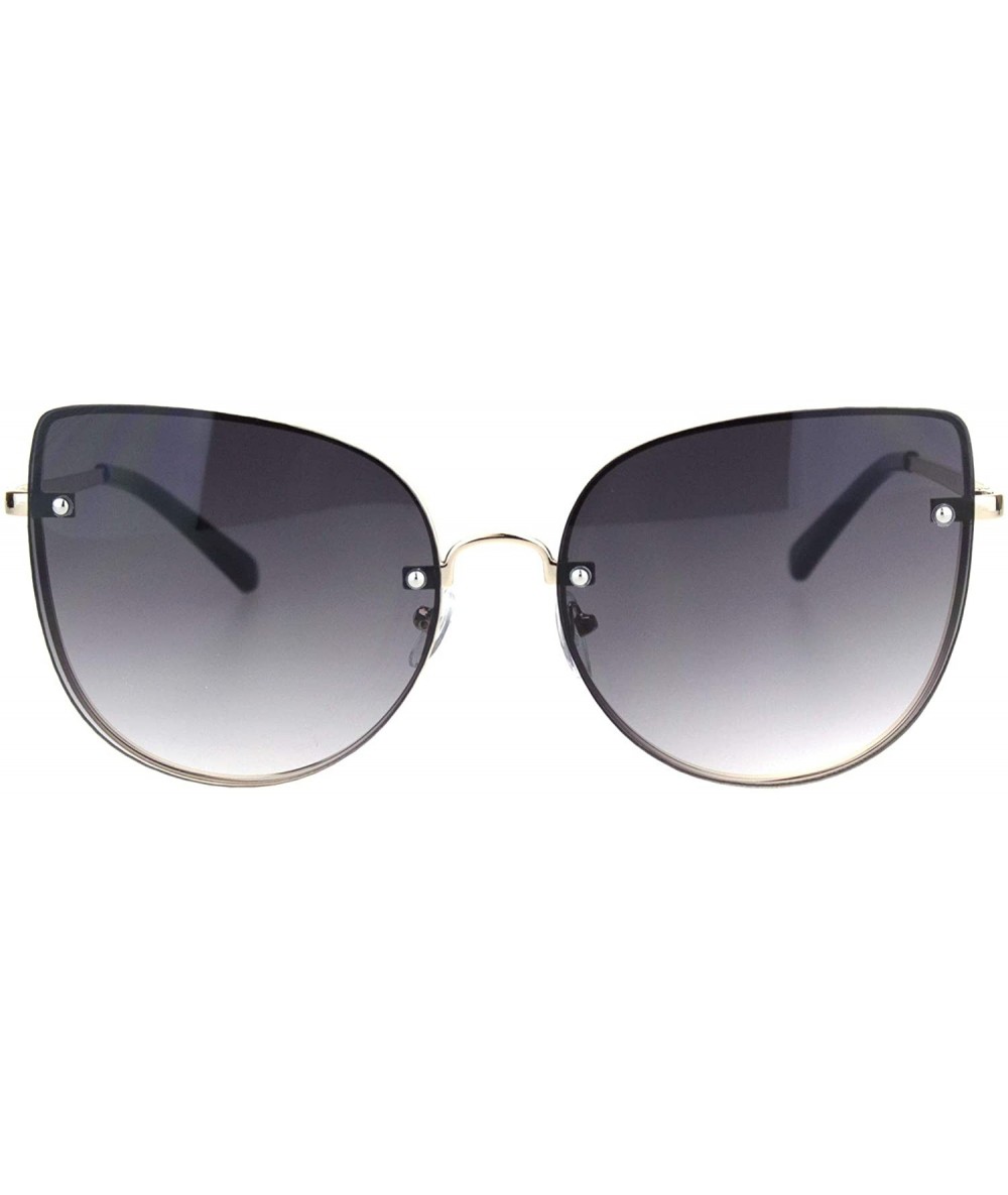 Cat Eye Womens Cat Eye Large Exposed Lens Chic Retro Fashion Sunglasses - Gold Gradient Black - CF18OWYO9MN $23.97