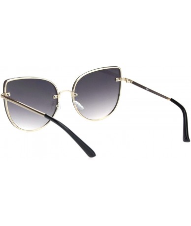 Cat Eye Womens Cat Eye Large Exposed Lens Chic Retro Fashion Sunglasses - Gold Gradient Black - CF18OWYO9MN $23.97