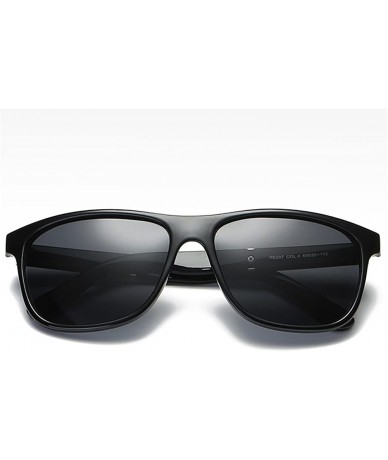 Rectangular Men Polarized Sunglasses Matte Black Male Sun Glasses Rectangle Driving - Black - CX18GWQ09DK $20.41