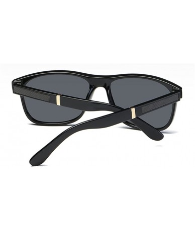 Rectangular Men Polarized Sunglasses Matte Black Male Sun Glasses Rectangle Driving - Black - CX18GWQ09DK $20.41