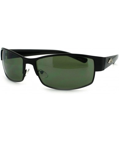 Rectangular Mens Designer Fashion Sunglasses Metal Rectangular Casual Frame - Black - CF11USQC583 $19.34