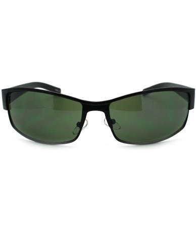 Rectangular Mens Designer Fashion Sunglasses Metal Rectangular Casual Frame - Black - CF11USQC583 $19.34