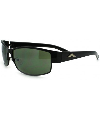 Rectangular Mens Designer Fashion Sunglasses Metal Rectangular Casual Frame - Black - CF11USQC583 $19.34