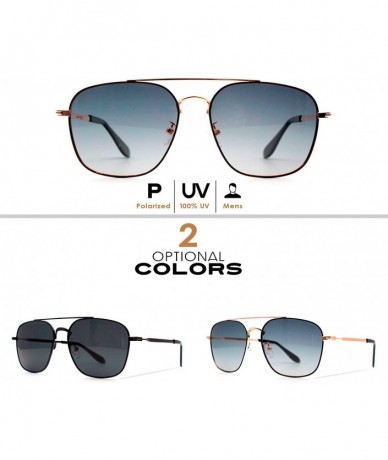 Round p642 Classic Square Style- Polarized & Ultra Lightweight Metal Frame- for Men 100% UV Protection. - CC192TH2D6H $44.06